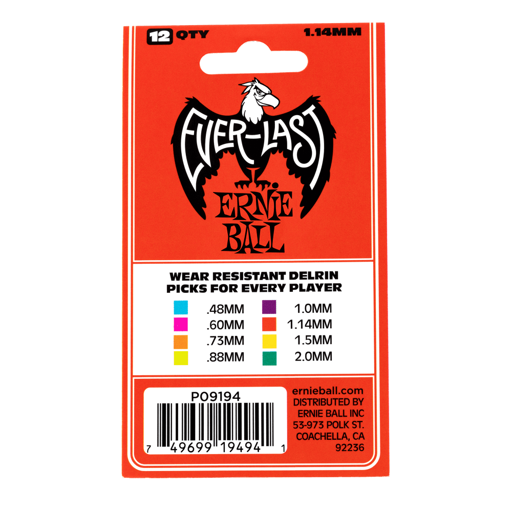 Ernie Ball Everlast Picks - 1.14mm Red - 12 Pack