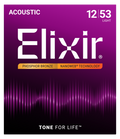 Elixir Phosphor Bronze Acoustic Guitar Strings, NANOWEB, Light (.012-.053)