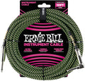 Ernie Ball Braided Instrument Cable, Straight/Angle, 10ft, Neon Green/Black