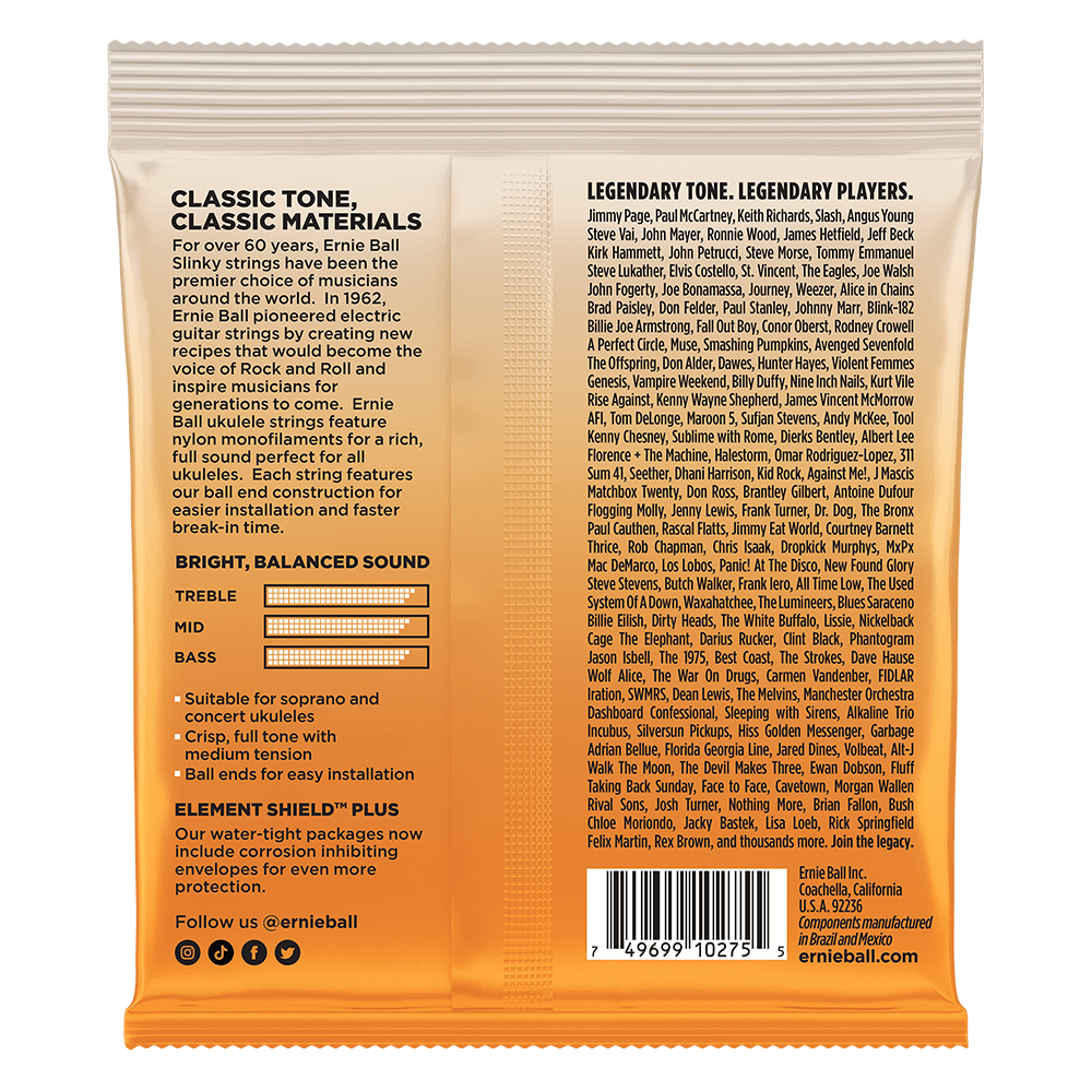 Ernie Ball Concert/Soprano Nylon Ball End Ukulele Strings - Clear
