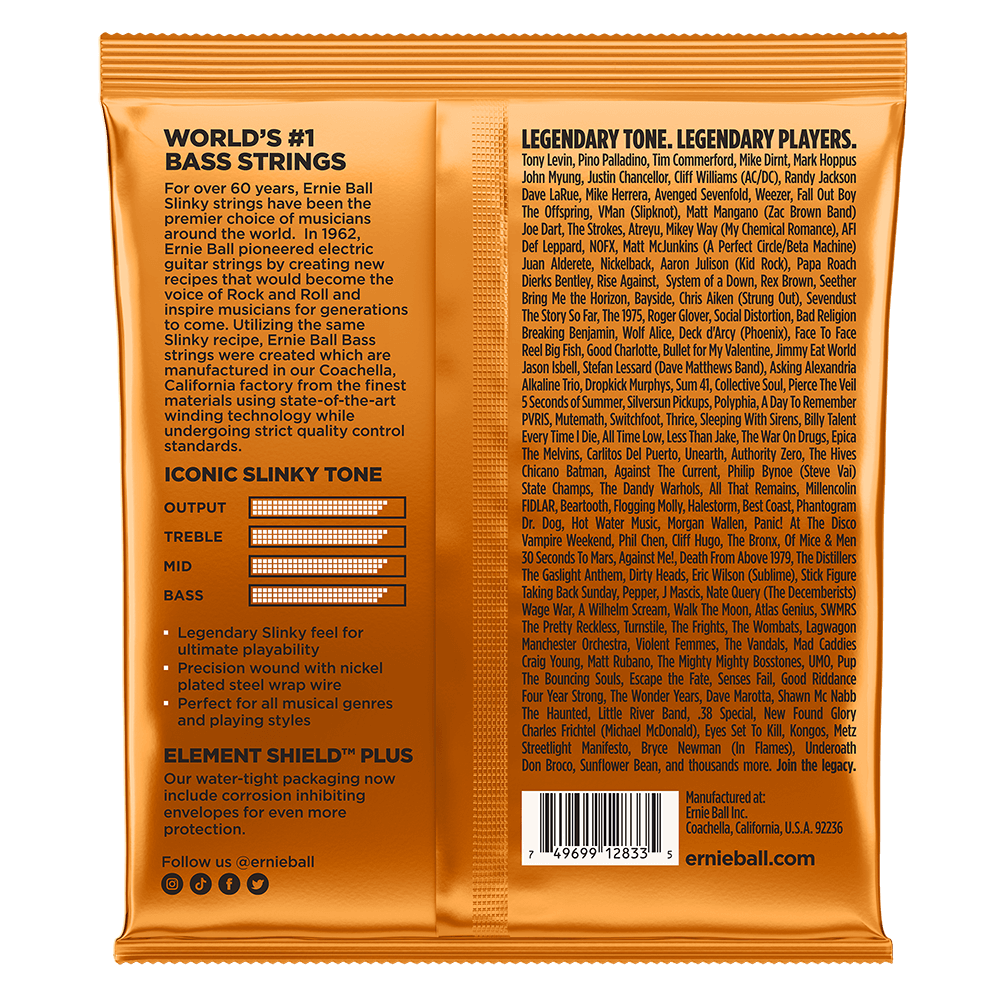 Ernie Ball Hybrid Slinky Nickel Wound Electric Bass Strings 45-105 Gauge