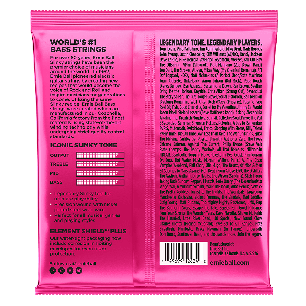 Ernie Ball Super Slinky Nickel Wound Electric Bass Strings 45-100 Gauge
