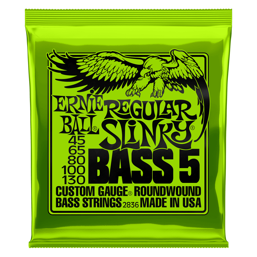 Ernie Ball Regular Slinky Nickel Wound 5-String Electric Bass Strings 45-130 Gauge