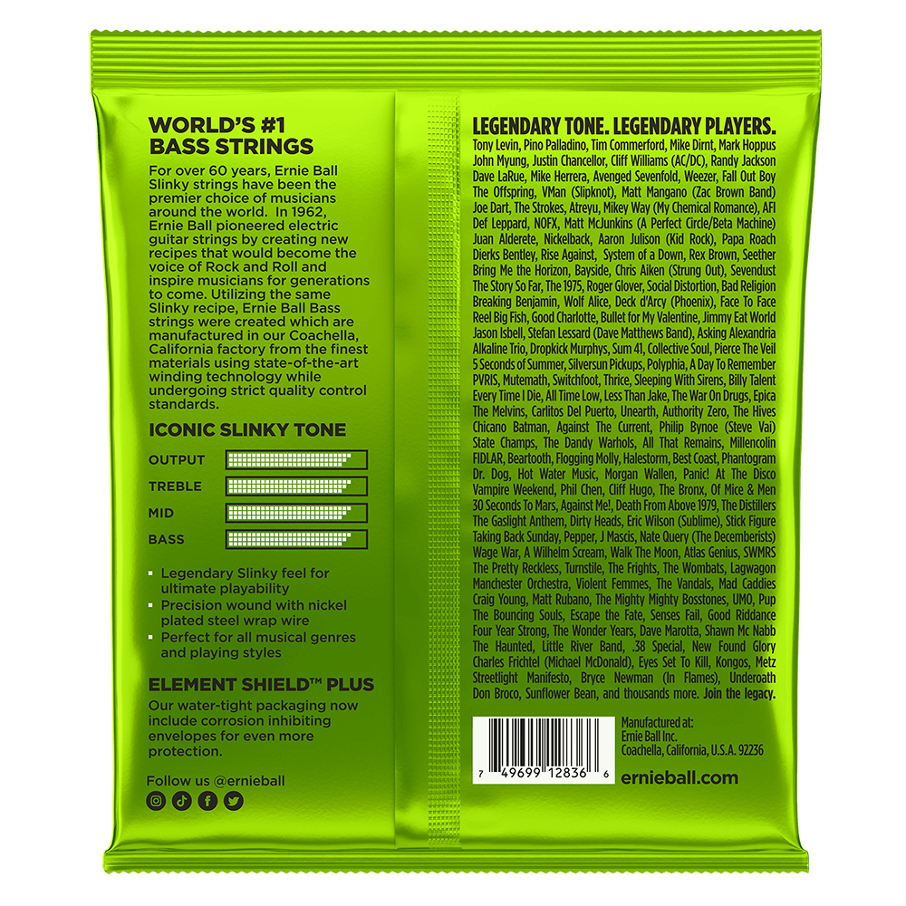 Ernie Ball Regular Slinky Nickel Wound 5-String Electric Bass Strings 45-130 Gauge