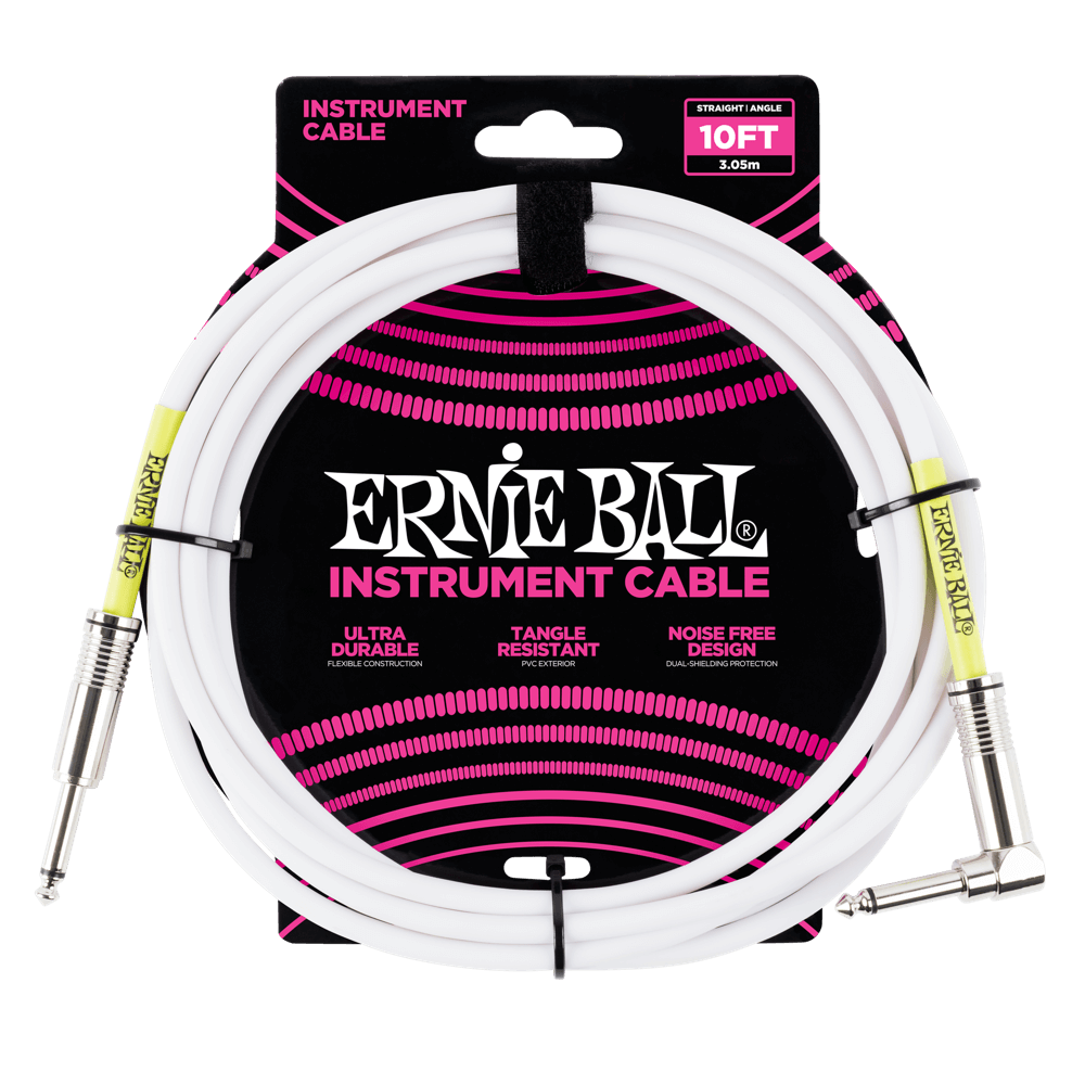 Ernie Ball Classic Instrument Cable Straight/Angle 10ft - White