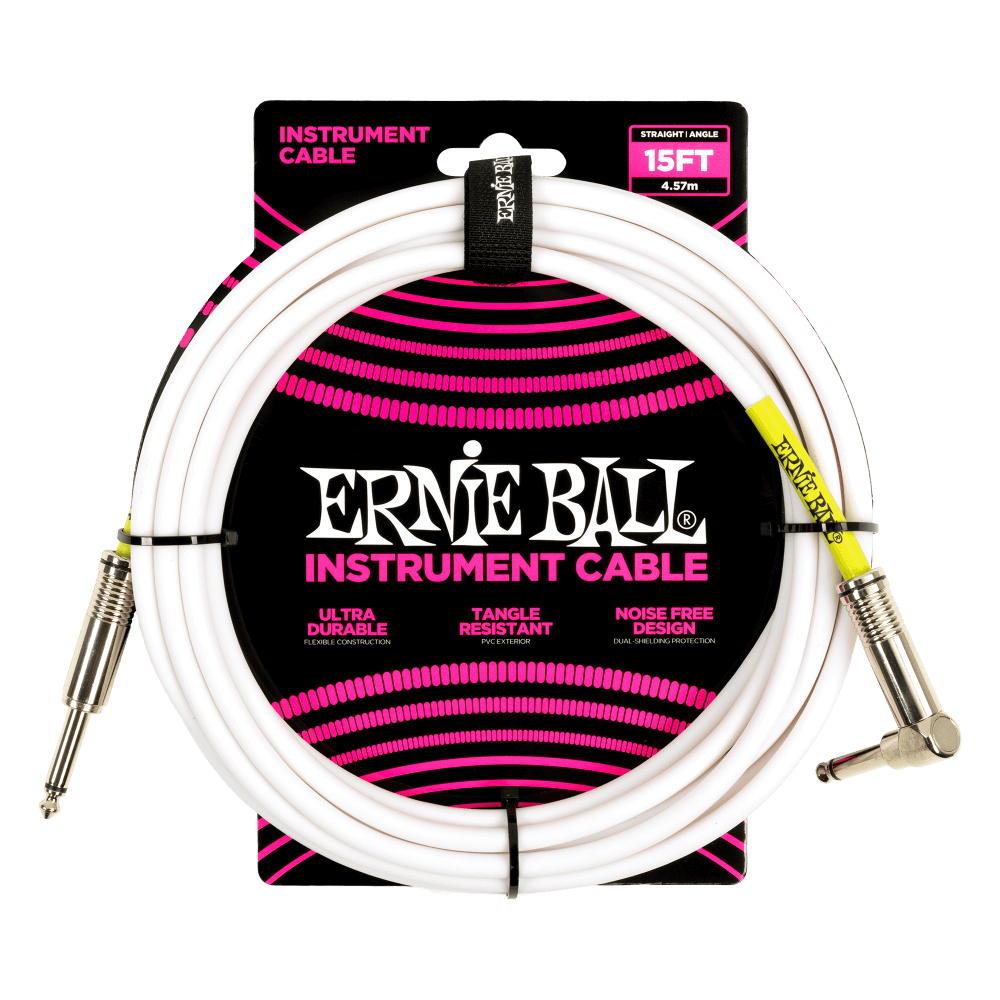 Ernie Ball Classic Instrument Cable Straight/Angle 15ft - White