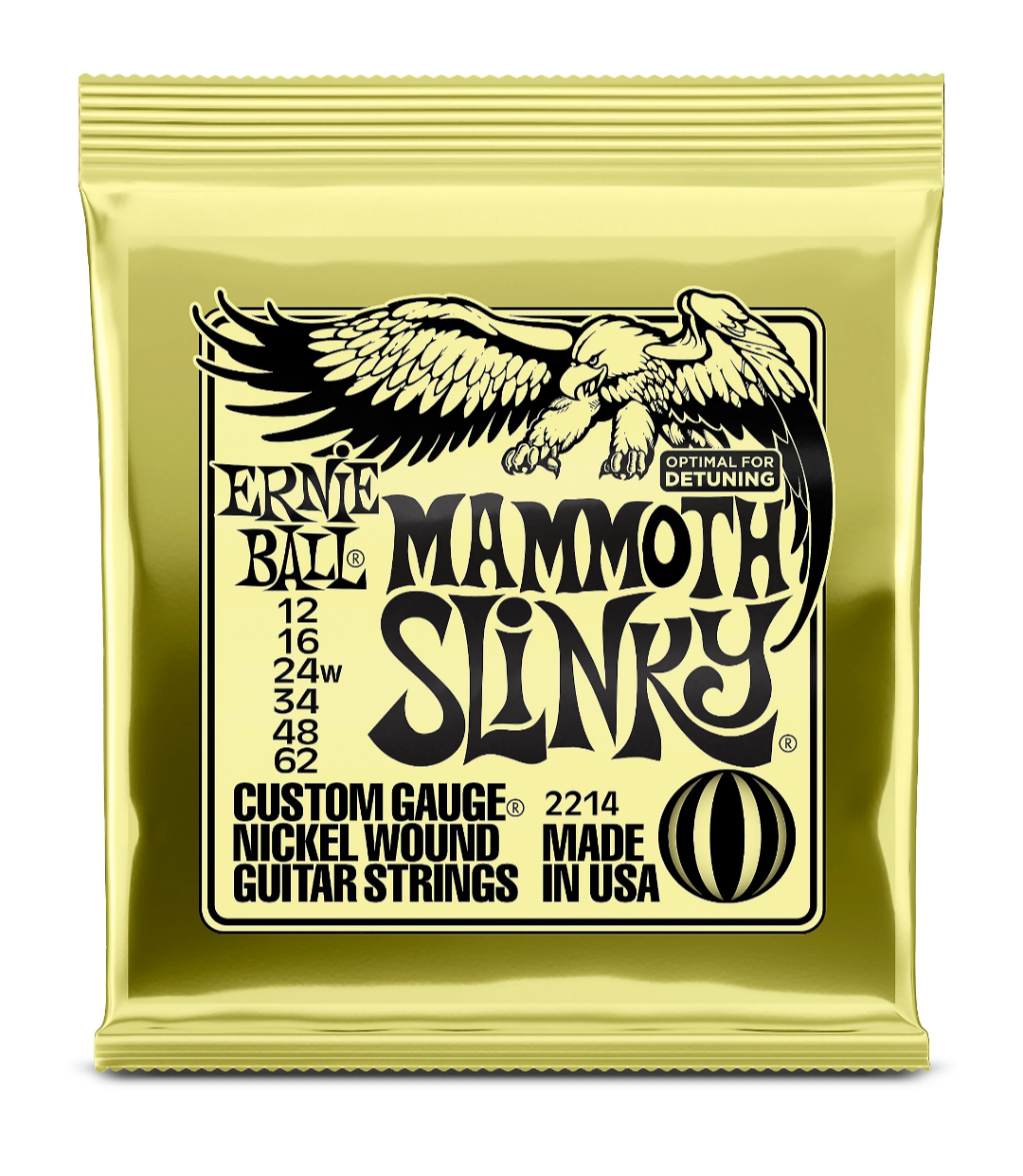 Ernie Ball Mammoth Slinky Nickel Wound Electric Guitar Strings, Gauge 12 - 62