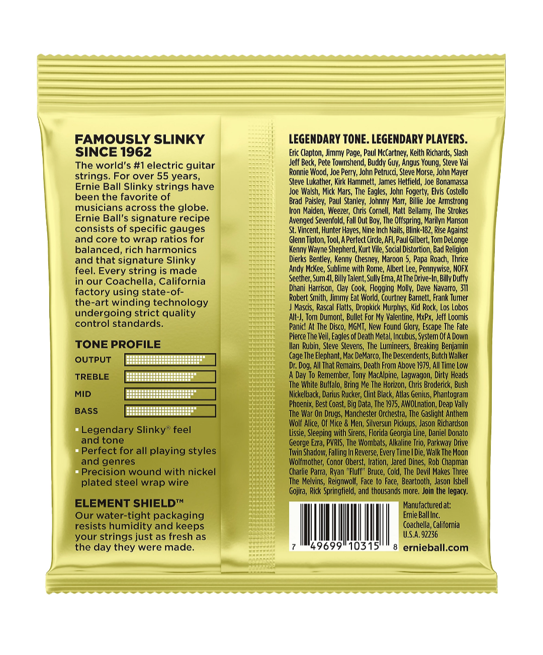 Ernie Ball Mammoth Slinky Nickel Wound Electric Guitar Strings, Gauge 12 - 62