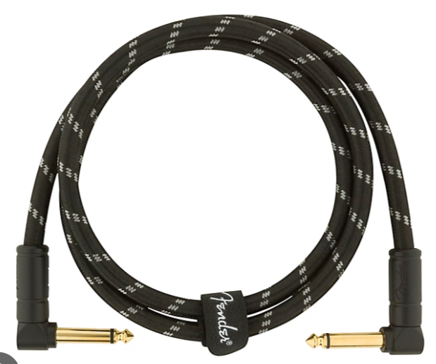 Fender Deluxe Series Instrument Cable, Angle/Angle, 3', Black Tweed