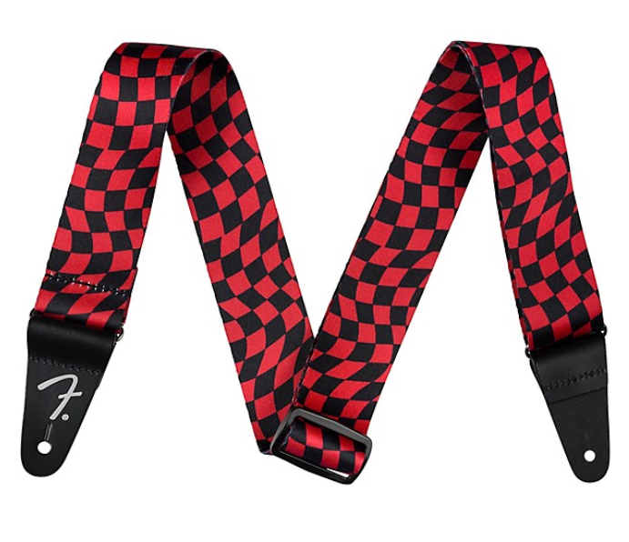 Fender Wavy Checkerboard Polyester Strap, Red