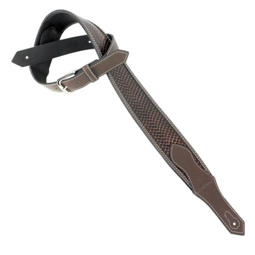 Walker and Williams DLX-144 Burnished Brown Snakeskin Padded Leather Strap