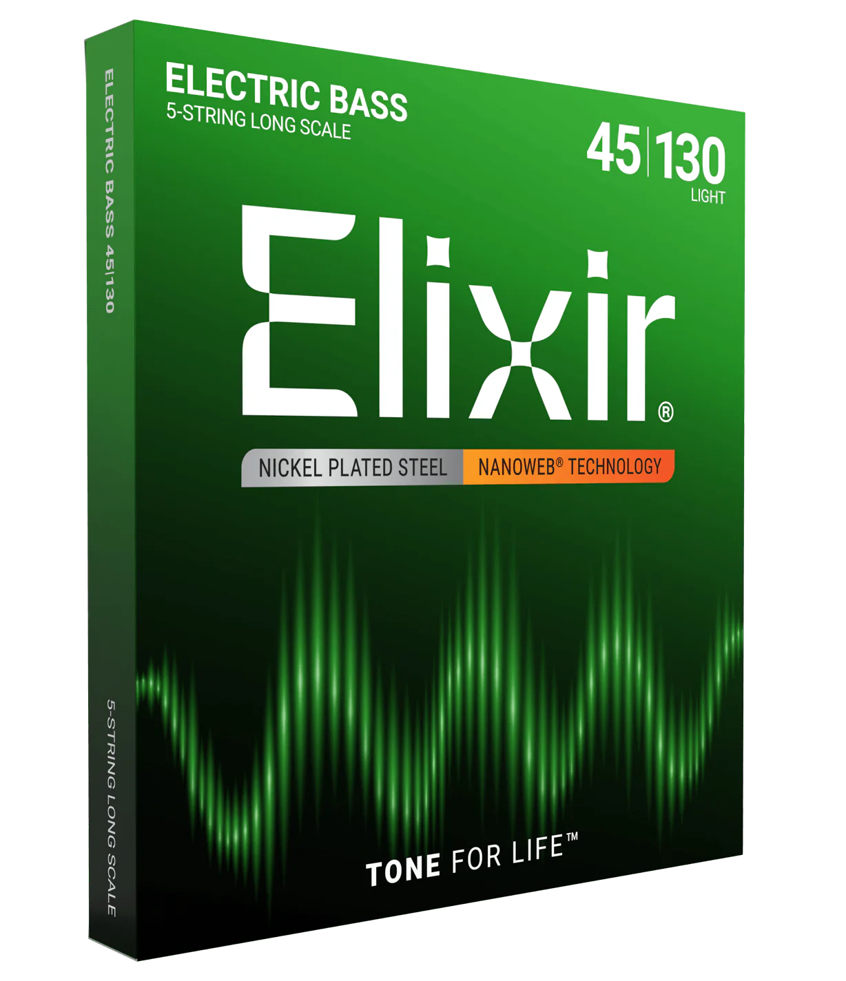 Elixir Nanoweb 5-String Bass Set, Nickel, Light 45-130