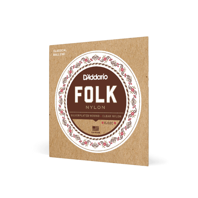 D'Addario Folk Nylon Silverplated Wound, Clear Nylon Strings