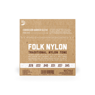 D'Addario Folk Nylon Silverplated Wound, Clear Nylon Strings